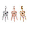 Rack Plating Alloy European Dangle Charms, with Colorful Rhinestone, Large Hole Pendants, Cadmium Free & Nickel Free & Lead Free, Woven Net/Web with Feather, Mixed Color, 36.5mm, Hole: 5mm, Feather: 12.5x2.5x3.5mm