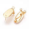 Brass Stud Earring Findings, French Clip Earrings, with Loop, Nickel Free, Real Gold Plated, Real 18K Gold Plated, 23x9mm, Hole: 2.5~3.5mm, pin: 0.8mm