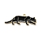 Alloy Enamel Pendants, Leopard Charms, Golden, Black, 15x41x2mm, Hole: 2mm