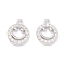 Rack Plating Brass Micro Pave Cubic Zirconia Charms, Long-Lasting Plated, Flat Round with Smiling Face, Platinum, 12.5x10x2mm, Hole: 1.2mm