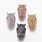 Brass Micro Pave Cubic Zirconia Beads, Leopard, Clear, Mixed Color, 14.5x10x7.5mm, Hole: 2x4mm