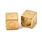 304 Stainless Steel European Beads, Large Hole Beads, Cube with Letter, Golden, Letter Q, 7x7x7mm, Hole: 5.5mm