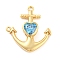 Brass Micro Pave Cubic Zirconia Pendants, Long-Lasting Plated, Cadmium Free & Lead Free, Anchor, Real 18K Gold Plated, 23x21x4mm, Hole: 1mm and 1.6mm
