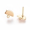 Brass Stud Earring Findings, with Loop and Steel Pins, Long-Lasting Plated, Nickel Free, Real 18K Gold Plated, Umbrella, 8x10x1mm, Hole: 1.5mm, Pin: 0.8mm