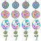 16Pcs 4 Style Rack Plating 304 Stainless Steel Pendants, Cadmium Free & Nickel Free & Lead Free, Mixed Shape, Rainbow Color, 23.5x17x3mm, Hole: 1.4mm, 4pc/Style