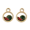 304 Stainless Steel Pendants, with Enamel, Ion Plating(IP), Flat Round with Fruits, Real 18K Gold Plated, Watermelon, 13x10x1mm, Hole: 2.5mm