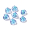 Glass Heart Beads, Hand Drawn Beads, with Enamel, Bead in Bead, Light Sky Blue, 12x11.5~12.5x6.5~7mm, Hole: 0.8~1mm