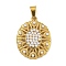 Ion Plating(IP) 304 Stainless Steel Pendants, with ABS Imitation Pearl, Golden, Oval, 23x17.5x3.5mm, Hole: 5x3mm