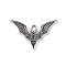 Alloy Pendants, Platinum, Bat Charms, Black, 16x25.5x1.2mm, Hole: 1.8mm