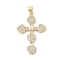 Brass Micro Pave Clear Cubic Zirconia Pendants, Cadmium Free & Lead Free, with ABS Imitation Pearl, Real 18K Gold Plated, Cross, 34.5x22.5x5mm, Hole: 3.5x4mm