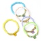Polymer Clay Disc & Glass Beaded Stretch Bracelet, with Alloy Enamel Butterfly Charms, Mixed Color, Inner Diameter: 2 inch(5.05cm)