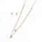 304 Stainless Steel Jewelry Sets, Stud Earrings and Pendant Tiered Necklaces, with Rhinestone, Cross and Heart, Golden, Necklace: 18.1 inch(46cm), 1.5mm, Stud Earrings: 7x8x1.2mm, Pin: 0.8mm