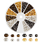 1823Pcs 12 Style Brass Crimp Beads, Rondelle, Mixed Color, 2~3x1~1.5mm, Hole: 1~2mm