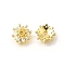 Flower Brass Clear Cubic Zirconia Bead Caps, Long-Lasting Plated, Cadmium Free & Lead Free, Rack Plating, Real 18K Gold Plated, 11x3mm, Hole: 1.8mm