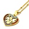 Mother's Day Colorful Rhinestone Heart Pendant Necklaces, with 201 Stainless Steel Satellite Chains, Golden, 19.88 inch(50.5cm)