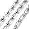 Tarnish Resistant 304 Stainless Steel Textured Oval & Knot Link Chains, Unwelded, with Spool, Stainless Steel Color, 12x6x1.5mm, 7x6x4mm, 5m/roll