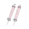 Natural Rose Quartz Big Pointed Pendants, Dowsing Pendulum Pendants Making, with Quartz Crystal Round Beads, Glass and Brass Findings, Column, Platinum, 130x17mm, Hole: 5x7mm