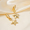 Elegant Brass Clear Cubic Zirconia Star Hoop Earrings, Golden, 42x19mm