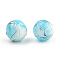 Drawbench & Baking Painted Glass Beads Strands, Round, Light Sky Blue, 16mm, Hole: 1.5mm,  about 50pcs/strand, 31.4 inch
