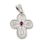 Eco-Friendly Brass Pendants, with Glass, Lead Free & Cadmium Free, Cross Charm, Platinum, 28.5x22x3mm, Hole: 7X4.5mm