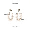 Stylish 304 Stainless Steel C-shaped Stud Earrings, with Imitation Pearl, Platinum, 20x6mm