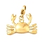 Crab 304 Stainless Steel Pendant Decorations, Ion Plating(IP), with Lobster Claw Clasp, Real 14K Gold Plated, 24mm