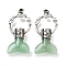 Natural Green Aventurine Whale Tail Big Pendants, Rack Plating Antique Silver Plated Alloy Fish Ring Charms, Cadmium Free & Lead Free, 56~57x29x12.5~13mm, Hole: 6.5x6mm