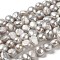 Natural Cultured Freshwater Pearl Beads Strands, Two Sides Polished Round, Grade 3A, Dyed, Dark Gray, 8~9x7~9mm, Hole: 0.6mm, about 49~50pcs/strand, 13.78~14.17 inch(35~36cm)