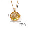 Vintage Sparkling Rhinestone Sun Pendant Necklaces, Brass Cable Chain Necklaces for Women, Golden, 15.75 inch(400mm)