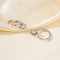 Elegant U-shaped Brass Clear Cubic Zirconia Hoop Earrings, Silver, 23x7mm