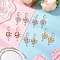 Flower with Cross 304 Stainless Steel Earrings Glass Seeds Leverback Earrings, Golden, Mixed Color, 49x20.5mm