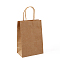 Kraft Paper Bags, with Handle, Gift Bags, Shopping Bags, Rectangle, Stripe Pattern, 15x8x21cm