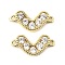 Brass Pave Clear Cubic Zirconia Heart Connector Charms, Long-Lasting Plated, Cadmium Free & Lead Free, Rack Plating, Real 18K Gold Plated, 10.5x22x3mm, Hole: 1.6mm