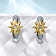 Латунные серьги-кольца из прозрачного кубического циркония EJEW-H158-19A-GP-3