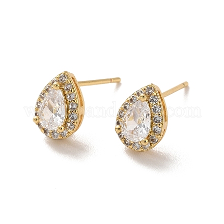 Серьги-капли из прозрачного кубического циркония EJEW-K093-18G-1