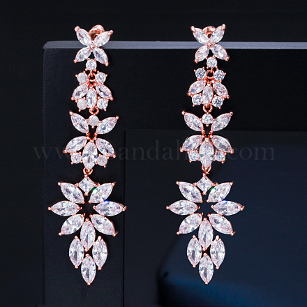 Серьги-гвоздики с цирконом из латуни WGD9558-02-1
