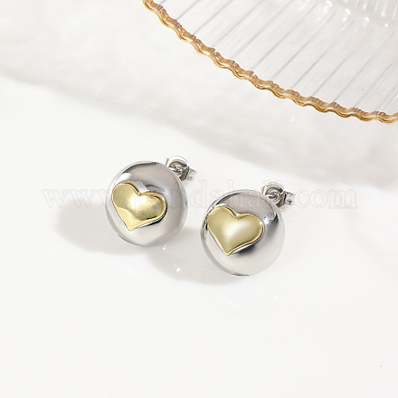 Двухцветные серьги-гвоздики из латуни EJEW-S262-10GP-B-1