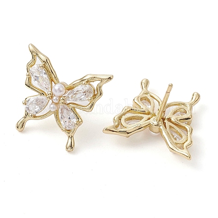 Серьги-гвоздики в форме бабочки из латуни EJEW-M245-07G-1