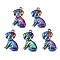 Alloy Pendants, Cadmium Free & Nickel Free & Lead Free, Dog, Rainbow Color, 21.5x13.5x6mm, Hole: 1.2mm