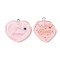 Translucent Resin Rhinestone Pendants, with Platinum Plated Iron Loops, Heart & Strawberry, Mixed Shapes, Pink, 29~32x27.5~31x4.5mm, Hole: 2mm