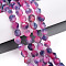 Dyed Natural White Jade Beads Strands, Two Tone, Faceted, Star Cut Round Beads, Hot Pink, 7~8x6~7.5x6~7.5mm, Hole: 1mm, about 48~49pcs/strand, 14.17~15.35''(36~39cm)