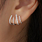 S925 Sterling Silver Four-Claw Stud Earrings, with Rhinestone, Fashionable and Minimalistic, Silver, 13x15mm