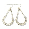 Teardrop Brass Micro Pave Cubic Zirconia Dangle Earrings, Long-Lasting Plated, Golden, 61.5x28.5mm