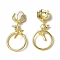Brass Micro Pave Clear Cubic Zirconia Toggle Clasps, with Enamel, Cadmium Free & Nickel Free & Lead Free, Rose, Real 18K Gold Plated, White, Ring:18.5x16.5x1.5mm, Rose: 27.5x11x6.5mm