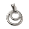 Non-Tarnish 304 Stainless Steel Pendants, Flat Round with Moon Charm, Stainless Steel Color, 16x1.5mm, Hole: 3x7mm