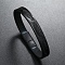 Feather Imitation Leather Flat Cord Bracelet with Stainless Steel Magnetic Clasp, Black, 8-1/4~8-5/8 inch(21~22cm)