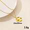 Stainless Steel Flat Round Pendant Necklaces, Cable Chain Necklaces, Real 18K Gold Plated