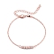 Brass Micro Pave Clear Cubic Zirconia, Chain Bracelets, with Lobster Claw Clasp, Real Rose Gold Plated, 6-7/8 inchs(17.5cm)