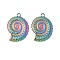Ion Plating(IP) 304 Stainless Steel Pendants, Spiral Shell Charm, Rainbow Color, 30x21.5x2.6mm, Hole: 3mm