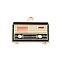 Alloy Enamel Pendants, Cadmium Free & Lead Free, Golden, Radio Charm, Black, 15x20x1mm, Hole: 1.6mm